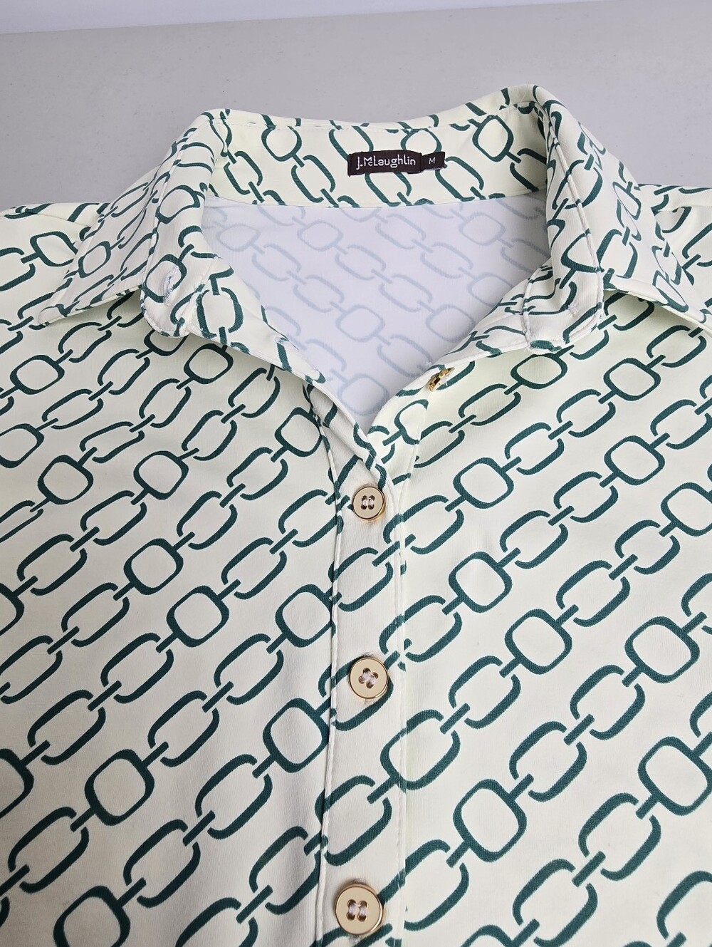 J McLaughlin Catalina Cloth Equestrian Chain Print Blouse Long Sleeve Top M - Picture 5 of 8
